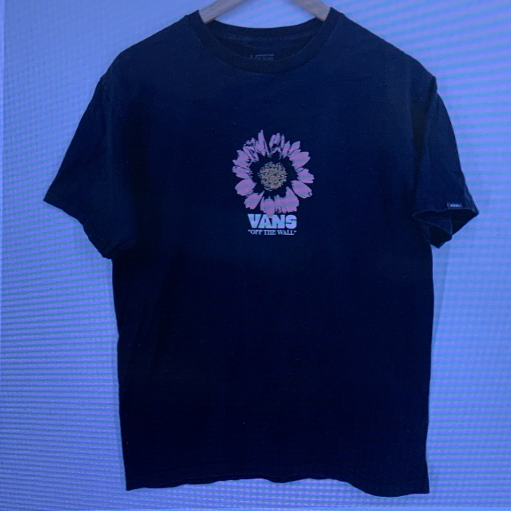 Vans Black Tee with Pink Floral Graphic